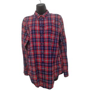 J.Crew Body Fit Womens Gingham‎ plaid Button Up Shirt Red Blue purple Size M